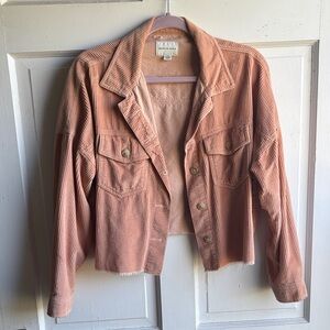 American Eagle Outfitters Cropped Peach Corduroy Jacket